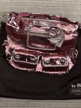 Coach Spotlight Poppy Pink Sequin Satchel Bag